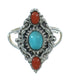 Coral Turquoise And Sterling Silver Southwest Ring Size 6-3/4 YX70152